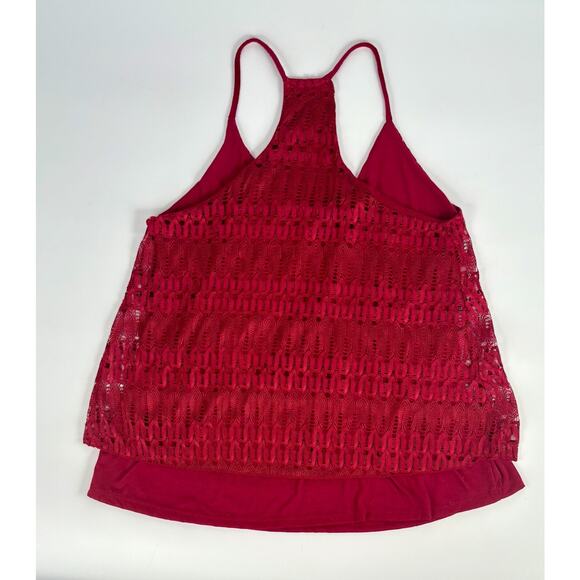 VTG Y2K Lace Cherry Red Cami Top Size SMALL Coquette Camisole Tank 90s Grunge - Picture 11 of 11